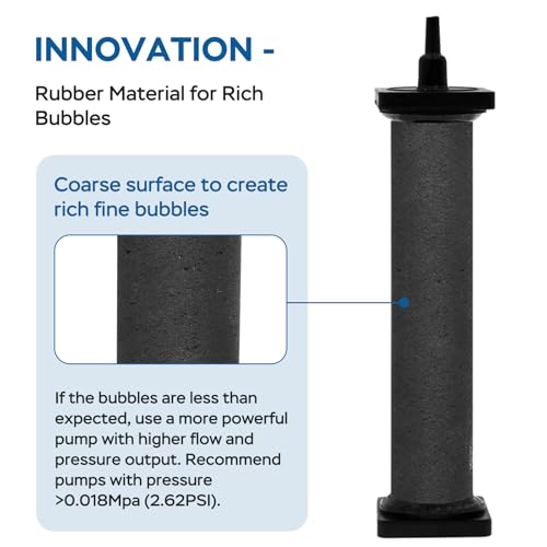 AquaMiracle New Innovative Rubber Air Stone | Air Bubbler | Oxygen Air Diffuser | for Pond Aerator | Pond Aeration | for Large Aquarium | 8”x1.25” | 2-Pack - size: 2 Pack(1.25in)