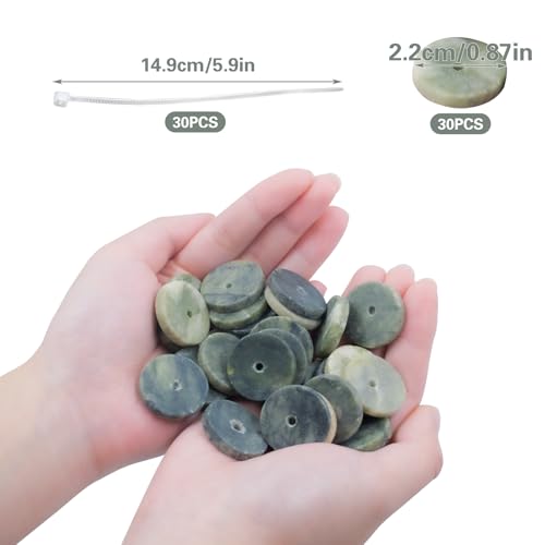 SnowTing 30 PCS Aquarium Plant Weights with Cable Ties, Aquarium Plant Anchors for Fixing Aquatic Live Plants, Anti-Floating Stone Flakes Weighted Blocks, Green