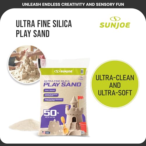 Sun Joe 2 Pack Silica Play Sand for Sandbox, Sensory Table & Garden Spaces, Ultra Fine, 20 Lbs - Natural Craft Accessory for Molding, Digging & Sculpting - Ideal for Indoor and Outdoor Use
