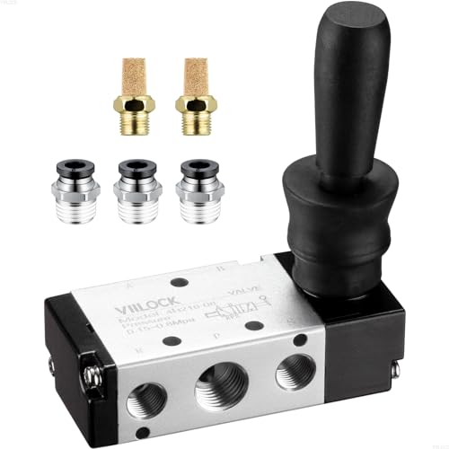Pneumatic Air Hand Lever Valve, 5 Way 2 Position 1/4”NPT Solenoid Valve Manual Control Direct Driving Type Push-Pull 4H210-08 - size: 1/4"NPT, style: 5 Way 2 Position