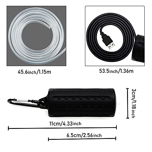 Aquarium Air Pump Mini USB Fish Tank Oxygen Air Pump Portable Ultra Silent Air Aerator Pump Energy Saving Oxygen Bubbler with Air Stone and Single Outlet Silicone Tube 1W - color: Black