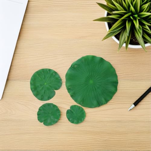 Garneck 12pcs Artificial Lotus Leaves Floating Water Pads Eva Realistic Green Pond Leaf Decorations for Aquarium Koi Fish Pond Home Décor
