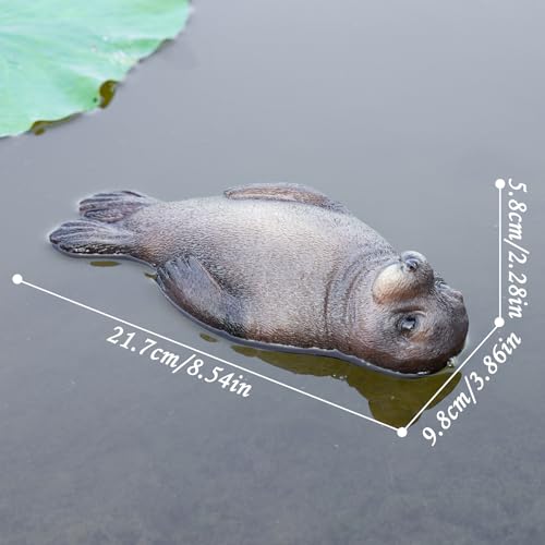 1 Piece Resin Floating Seal Statue, Simulated Realistic Animal Sculpture Figurine, Floating Sea Lion Ornament for Pool, Pond, Aquarium, Fish Tank & Home Garden Decoration (Brown) - color: Brown