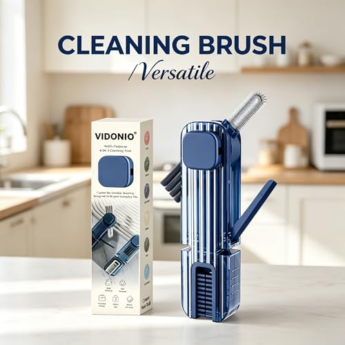 VIDONIO 4 in 1 Cup Lid Gap Cleaning Brush, Multifunctional Insulation Bottle Cleaning Tools, Mutipurpose Tiny Silicone Cup Holder Cleaner, Home Kitchen Cleaning Tools - style: 1Pc Navy Blue
