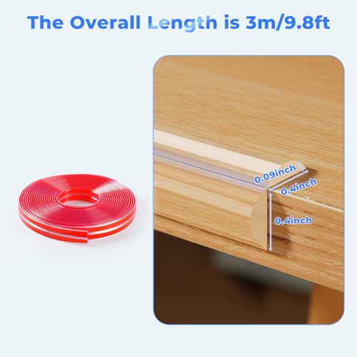 Edge Corner Protector Baby Proofing, Clear Soft Corner Protectors Baby Proof, Furniture Corner Guard & Edge Safety, Edge Protector for Table and Fireplace(9.8ft L*0.78inch W*0.09inch H) - size: 9.8ft L*0.78inch W
