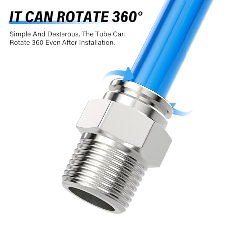 TAILONZ PNEUMATIC 304 Stainless Steel Male Straight 4MM Tube OD x 1/8 Inch NPT Thread Push to Connect Fittings PC4-N1 (Pack of 2) - size: 4mm OD 1/8''NPT