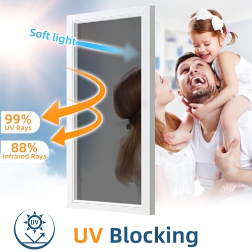 DUOFIRE One Way Window Film Privacy See Out Not in Heat Blocker Window Tint Reflective Windows Tinting Film for Home Static Cling Anti-UV Sun Blocking Windows Covering（Black, 11.8x78.7in） - color: Black-silver, size: 11.8 x 78.7 in