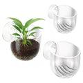 3 Pcs Fish Tank Plant Holder, 2 Size ABS Suction Cup Aquarium Plant Holder Transparent Fish Tank Plants Pots Aquatic Plants Cup for Aquascape Decoration