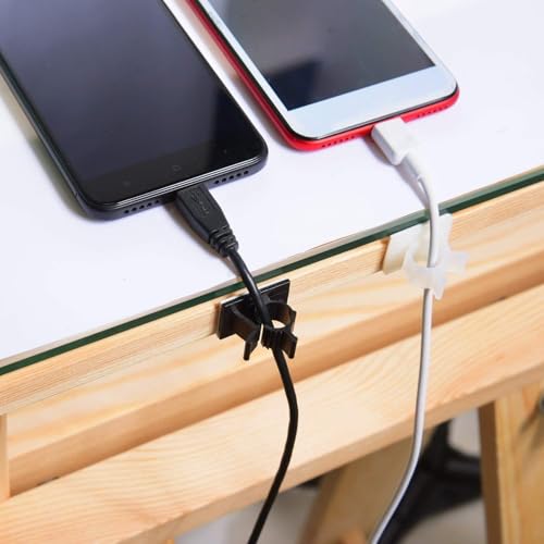 Viaky 30 Pieces White Adjustable Cable Clips Self-Adhesive Desk Organizer Nylon Wire Management Wire Holder - color: 30white, size: for 0-0.4''(10mm) cable