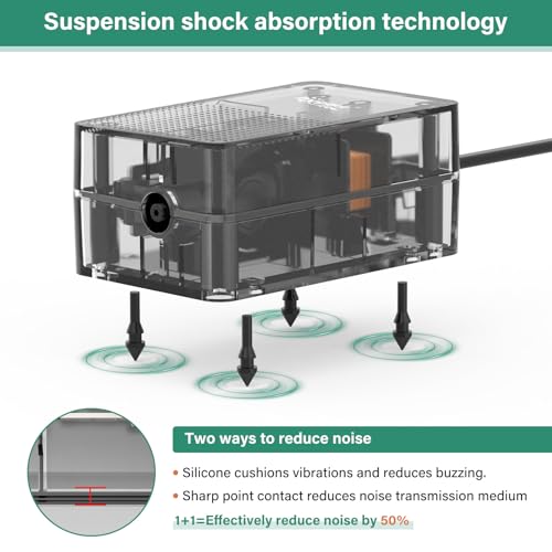 hygger See-Through Air Pump for Aquarium: Oxygen Pump，Silent Powerful Aerator Pump 1.5W 1 Air Outlets Ultra Silent for Small Fish Tank,Hydroponic Systerm, Household Commercial Use - size: 1.5W