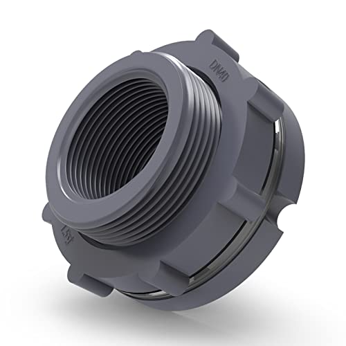 TAISHER 2PCS Black PVC 1-1/2'' Bulkhead Tank Connector Adapter Fitting with Gasket for Water Tank, Rain barrels, Aquariums, Bathtubs and Sink - size: 1-1/2"(PVC) with Gasket