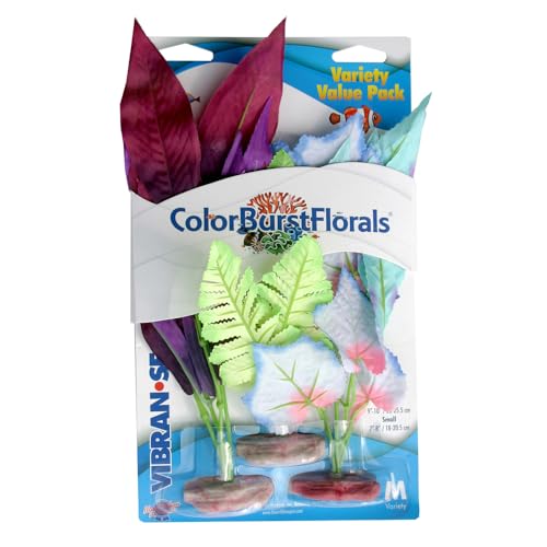 ColorBurstFlorals Assortment #5 Medium Silk Aquarium Plant 3 Pack