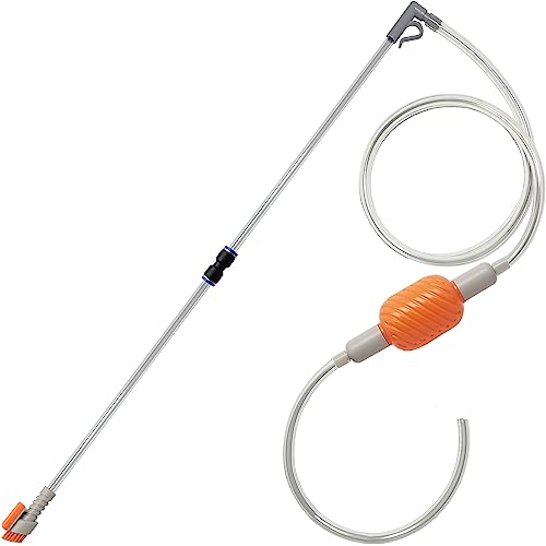 Compact Aquarium Siphon Vacuum and Water Changer Kit with Cleaning Brush. Perfect for Simultaneous Water Changing and Cleaning in Small Fish Tanks. Gravel and Sand Cleaning.