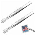 2-Pack Stamp Tweezers Stainless Steel – 4.3” Philately Tools for Collectors – Flat Tip, Non-Slip, Rust-Proof – Ideal for Stamps, Coins and Jewelry