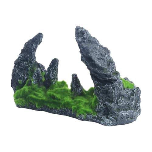 Saim Large Aquarium Mountain View Stone, Resin Cave Ornament – Betta Hideout, Fish House Rock Cave Bridge Aquarium Decorations for Betta Cichlids Hideaway Cave, Crab Hideout