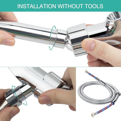 MAYYAYA Adjustable Handheld Shower Head Holder and Hose- Premium ABS Bracket- 360 Degree Rotatable Brass Ball：Arm Mount and Hose Connector- Easy Install and Replacement Parts(Silver) - color: Silver