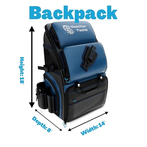 Reaction Tackle Fishing Tackle Bag – Salt Water Resistant Fishing Bag, 1000D PVC Waterproof Material, Tackle Box Organizer with Dividers for 3600 or 3700 Trays - color: E: Backpack (without trays)