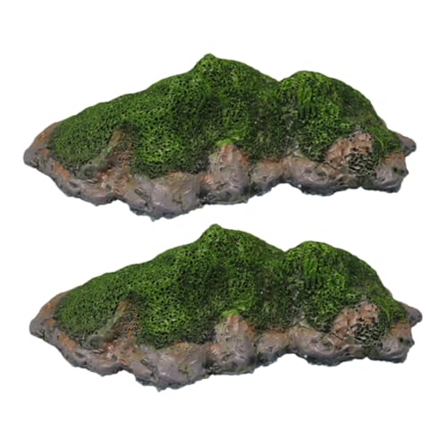 2pcs Miniature Island Sculpture Resin Simulation Island Figurines for Aquariums Flower Pots and Garden Decor Creative Micro Landscape Accessories