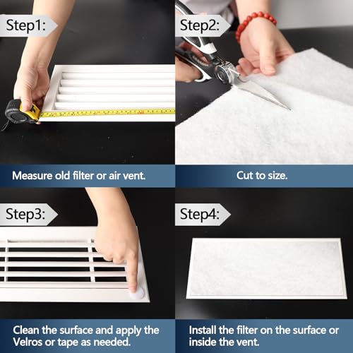 MERV 8 Air Vent Filters Kit 20x100 Inch|Cut to Fit (60+ Filters) Filter Material,High-Grade Electrostatic Filter Media with 48 Hooks for Home Floor, Ceiling, HVAC Furnace Vents & Grilles - style: 20" x 100"(White)