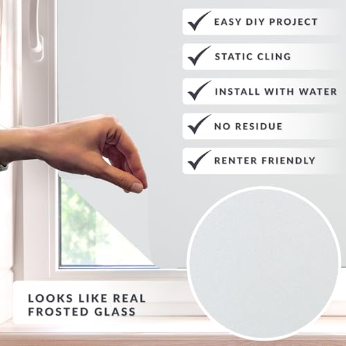 White Frost Light Effects Window Privacy Film by Artscape - Decorative Frosted Glass Design, Static Cling, Indoor and Outdoor Privacy, Light Control, Leaves No Residue - 17.72 x 72 Inch - color: White Frost, size: 17.72" x 72"