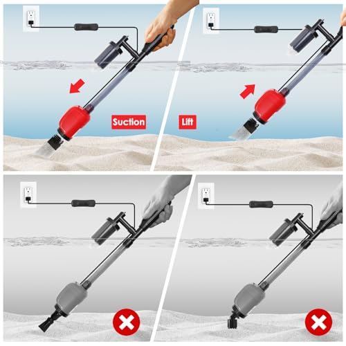 36W Electric Gravel Cleaner for Aquariums, Automatic Fish Tank Vacuum for Water Change & Sand Cleaning, with Adjustable Telescopic Pole for Large Tanks