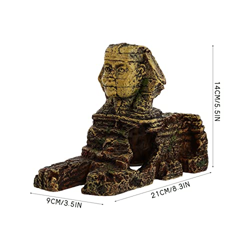 balacoo Aquarium Sphinx Statue Ornament 8.26X3.54X5.51In Golden Resin Egyptian Fish Tank Decor for Freshwater Saltwater Landscaping Betta Hides Desktop Decoration