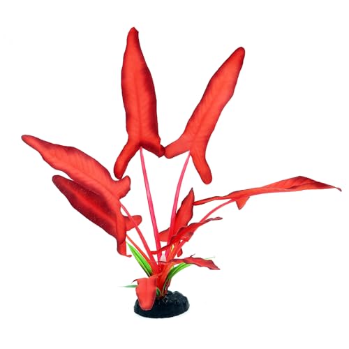2-Pack 12 Inch Aquarium Silk Aquarium Plants, Artificial Plastic Plant for Small Tank, Goldfish, Fish Hides,Dark Red - color: Dark Red