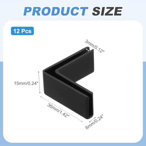 uxcell 12Pcs Plastic Glass Connector, Suitable for 3mm Thick l Shaped Glass to Glass Clamp, Fixing Bracket Rimless Clip Holder for Aquarium Fish Tank Display Shelves, Black - color: Black, size: 3mm