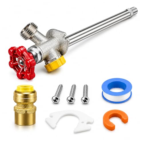 10 inch Anti-Siphon Frost Free Sillcock, No Lead Brass Frost Proof Outdoor Faucet Bib with Backflow Preventer, 1/2" Push-to-Fit Connector X 3/4 Inch Hose Bibb Frost Free Spigot - style: 10 inch Anti-Siphon Frost Free Sillcock