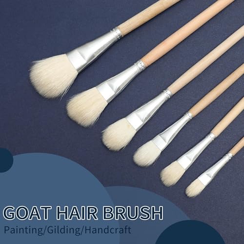 Gilding Brush Set, Goat Hair Brush, Leaf Sweeper, Paint Brush for Edible Gold Leaf, Gold Flakes, Gold Leaf Sheets 6 per Pack - color: 6 Brushes