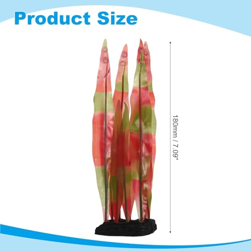 Aquarium Decoration, 7" Plastic Fish Tank Plants Artificial Silicone Glowing Kelp Aquarium Plants Ornament, (Red, 1 Pcs), Intended for Tall Fish Tank Decor/Landscaping - color: Red, size: 7"