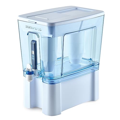 ZeroWater 52-Cup Ready-Read 5-Stage Water Filter Pitcher Dispenser with Five Stage 0 TDS Zero Water Filter – IAPMO Certified to Reduce Metals, Chlorine, Lead, Chromium, and Forever Chemicals PFOA/PFOS - style: 52-Cup Dispenser