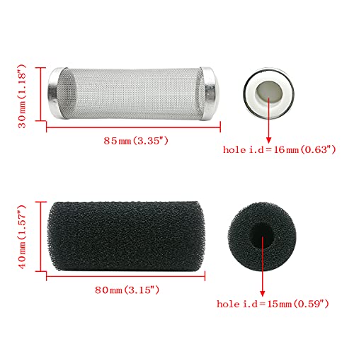 16mm Stainless Steel Aquarium Mesh Net Filter Guard Fish Shrimp Inflow Inlet Basket for Aquarium Percolator with Fish Prefilter Intake Sponge Cover - size: 16mm