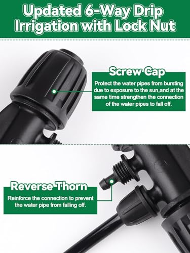 Kalolary 20PCS Locked Barbed Tee Connectors, 1/2" to 1/4" Drip Irrigation Fittings Kit 12/16mm to 4/7mm Tube Lock Female Connector 4-Way Barbed Lock Irrigation Parts for Watering System (Black) - color: Black 1/2" to 1/4" 4-Way
