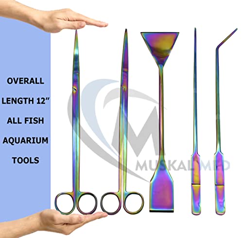 Aquarium Plant Tools, Aquatic Plant Stainless Steel Tweezers Scissor Spatula Planted Aquarium Tools Set & Aquarium Starter Kit