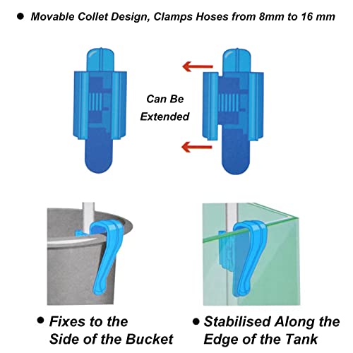 Tube Clip, 2Pcs Multifunction Plastic Adjustable Fish Mounting Clip, Water Pipe Tube Clamp Hose Holder for Fish or Bucket