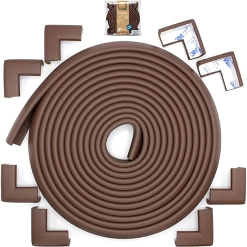 Roving Cove Slimfit Corner Edge Protector for Baby Proofing (Small 18ft Edge 8 Corners), Furniture Safety Bumper Guard, Soft NBR Rubber Foam, 3M Adhesive, Coffee Brown - color: Coffee Brown, size: Small 18 feet