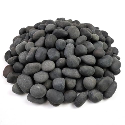 FANTIAN 20 lbs Black River Rocks for Landscaping, 1-2 Inch Stones Natural Decorative Black Pebbles for Planters Aquarium Outdoor Garden Walkways Paving and Yards - color: Black, size: 20 lbs, 1-2 Inch