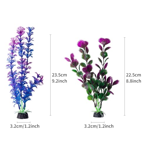 COMSUN 10 Pack Artificial Aquarium Plants, Small Size 4 inch Approximate Height Fish Tank Decorations Home Décor Plastic Purple - color: Purple