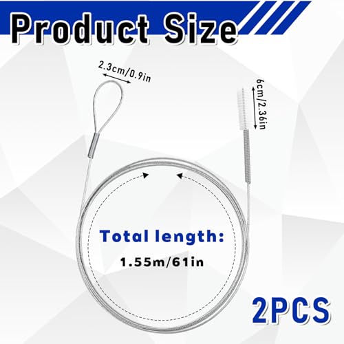 2 Pcs Long Tube Cleaner Brush, Extra Long Pipe Tube Cleaner Flexible Longs Drain Brush Bristles Drain Cleaning Brushes 55 Inch Nylon Spring Aquarium Filter Brushes for Home Kitchen Automotive