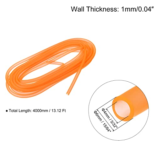 uxcell Aquarium Airline Tubing Hose 5/32" ID 15/64" OD 1Pcs 13.12 Ft Silicone Flexible Airline Tubing for Fish Tank, Terrariums, and Hydroponics, Orange - color: Orange