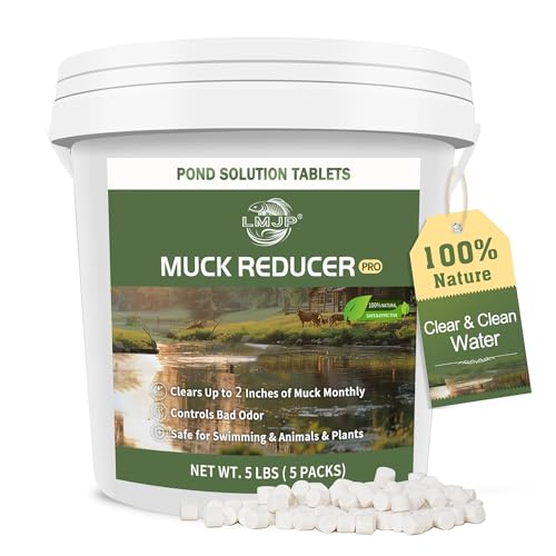 LMJP Muck Reducer - 5LB Natural Sludge Solution Tablets for Ponds & Lakes, Away Muck & Odor Control, Safe for Aquatic Life, Wildlife & Recreation, Treats Up to 30,000 Sq Ft - size: 5 Pounds