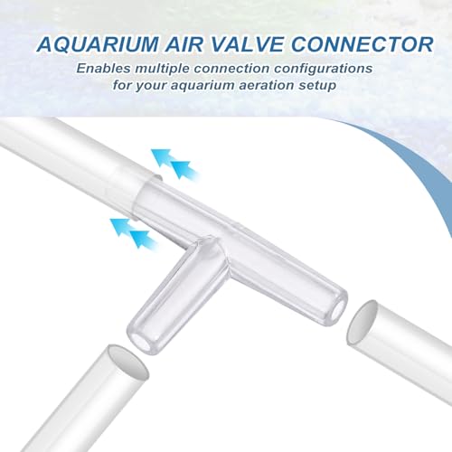 Aquarium Air Valve Connector, Aquarium Air Pump Accessories T Connector Plastic Inline Tubing, (12 Pcs), Intended for Fish Tank Oxygenation System - style: T Connector