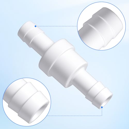 4 PCS 3/8" Check Valve, Check Valve Non Return Ozone Resistance Barb Hose Aquarium Checks Valves for Pump Vacuum Oil Water Gas Fuel, White