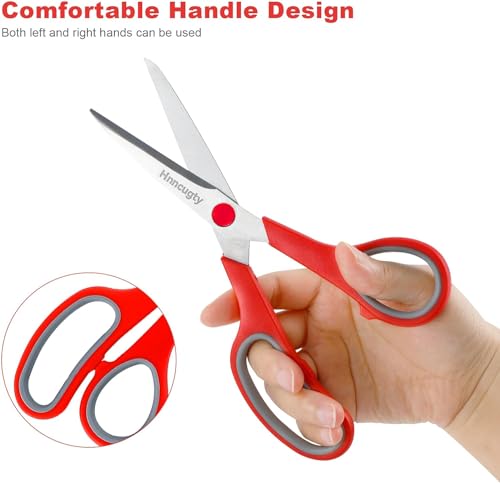 Scissors, Hnncugty 8" Scissors All Purpose Bulk Set of 18-Pack, Sharp Shears for Office Home Craft Sewing Fabric, High/Middle School Supplies Student Teacher Supplies, Comfort Grip Right/Left Handed - color: 18 Pack Multicolor