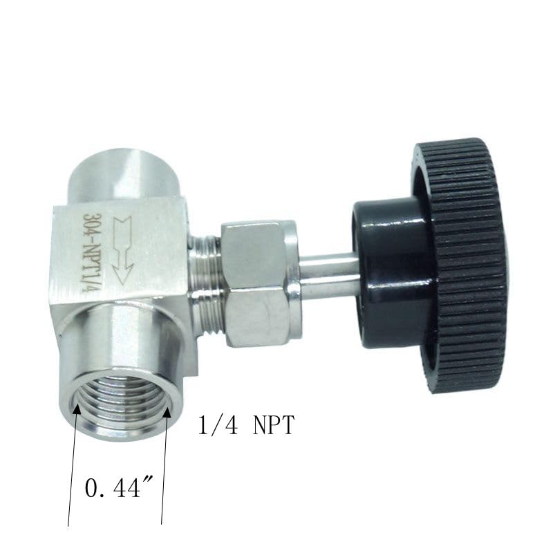 1 Piece Stainless Steel 304 Instrument Gas Needle Valve 1/4" NPT Female x 1/4 NPT Female - size: Straight 1/4" NPT F x F