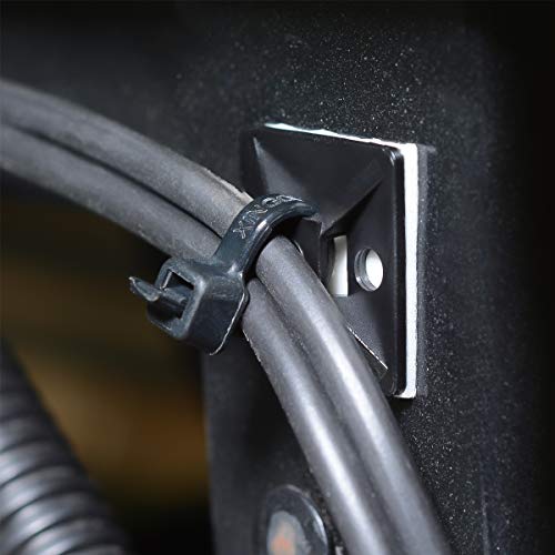 XHF 3/4" Strong Back-Glue Self Adhesive Black Cable Zip Tie Mounts 100pcs with 8" Zip Ties, Screws, UV Protection Outdoor Sticky Wire Fasteners Cable Clips Management Anchors Organizer Holders Squares - color: Black, size: 100 Piece
