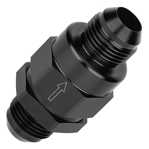 EVIL ENERGY 10AN Male Non Return One Way Inline Check Valve Fitting Aluminum Black - size: 10AN(7/8-14 UNF)