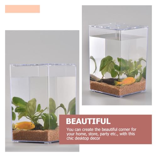 Ipetboom Small Acrylic Fish Tank 7.5 Inch Mini Desktop Aquarium Fish Box for Betta Home Office Decor