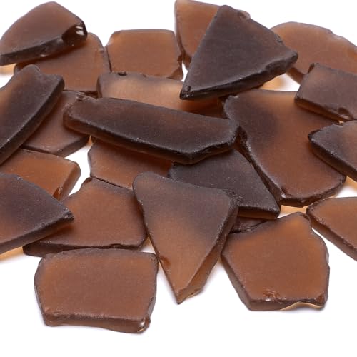 SUREAM 13oz Seaglass for Crafts, Brown Broken Glass Pieces for Art Crafts, Beach Glass for Vase Filler, Beach Wedding Centerpieces, Home Party Aquarium Decor - color: Brown
